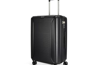 American Tourister Robotech|Medium Size Check-in Spinner Trolley Bag (67 cm)|360° 8 Wheel Travel Luggage|Hard Case Polycarbonate (PC) Suitcase|Recessed TSA Lock|Black