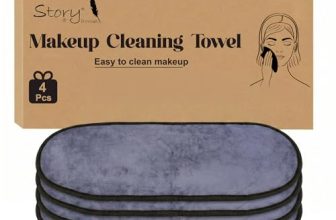 Story@Home Makeup Remover Towel 4 Pack, Korean Skincare Microfiber Face & Hand Towel, Reusable Makeup Remover Pads, Washable Ultra Soft Facial Cleansing Cloths for All Skin Types, 18×48 cm, Grey