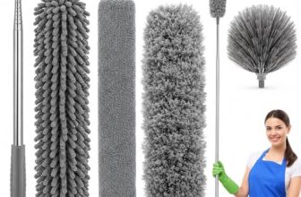 4 in 1 Long Handle Microfiber Feather Ceiling Duster with Extendable Pole | 76-254 cm Pole, Bendable Head, Anti-Scratch Design, Stainless Steel Pole, High Cobweb Cleaning