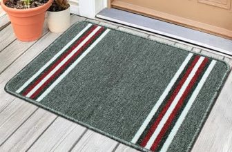 MollisHomes Pack of 1 Nylon Bathroom Mat Anti-Skid Bath Rug | Floor Mat for Bathroom, Kitchen, Bedroom & Office | Light Grey Stripes Design-(37x57cm)