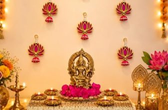 BENAVJI Presents Handmade MDF Wood Lotus Hangings Jhumki Style for Diwali Home Decor Temples Mandir Pooja Rooms All Festival Decorations Pink Color Lotus Pack of 6