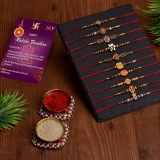 AKV Designer AKVRAKHIP3S1 Pearl Rakhi, Greeting Card, Chawal Roli Pack  Set(Rakhi Pack of 10, Greeting Card, Roli Chawal)