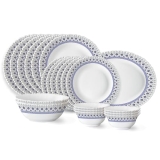 Larah by Borosil Ocean Fluted Series Opalware Dinner Set | 21 Pieces for Family of 6 | Microwave & Dishwasher Safe | Bone-Ash Free | Crockery Set for Dining & Gifting | Plates & Bowls | White