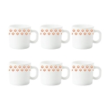Larah by Borosil Gardenia Opalware Tea/Coffee Cup Set | 6 pcs Set, 100 ml Each | Microwave & Dishwasher Safe, Bone-Ash Free | Crockery Set Ideal for Daily Use & Gifting | White