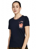 Mode By Red Tape Women’S Plain Regular Fit T-Shirt (Mat0314_Navy M)