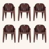HOMIBOSS Plastic set of 6 | chairs for home, Living Rooms, & Garden Plastic Outdoor Chair(Brown, Set of 6, Pre-assembled)