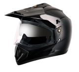 Vega Off Road ISI Certified Gloss Finish Full Face Dual Visor with Peak Helmet for Men and Women Outer Clear Visor and Inner Smoke Sun Visor(Black, Size:M)