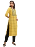 Vishudh Women Round Neck Regular Stright Kurta VNKU013270 Multicolor M