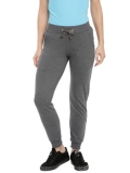 Macrowoman W-Series Women Regular Fit Low Rise Active Plain Pants in Cotton Rich Fabric, Low Waist Trousers with Front Pockets for Gym, Yoga & Leisure, Black Melange, S, Pack of 1