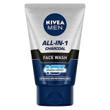 NIVEA MEN All in 1 Charcoal Face Wash 100 g | With Charcoal, Mulethi & Mint for complete detox in Summer | 10 X Vitamin C Effect for Radiant Skin | For detoxified and refreshed skin
