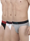One8 Men’s Solid Brief (Pack of 3) (102A1 – White/Grey Mel/ Black_White/Grey Mel/Black-S)
