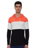 Amazon Brand – Symbol Men’s Cotton Hooded Neck Regular Fit Hoodie(Aw19Tee17_Dut Orange&White&Black_L, Multicoloured, Large