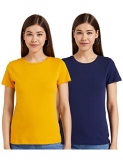 Amazon Brand – Symbol Women’S Regular Fit T-Shirt (Rn-Po2-Combo6_Blue And Mustard S)