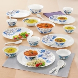 Larah by Borosil Twilight Silk Series Opalware Dinner Set | 27 Pieces for Family of 6 | Microwave & Dishwasher Safe | Bone-Ash Free | Crockery Set for Dining & Gifting | Plates & Bowls | White