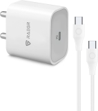 RAEGR 20 W PD 1.5 A Wall Charger for Mobile with Detachable Cable(White, Cable Included)