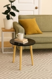 DDS Dream Decor Shoppee Engineered Wood Foldable Round Shaped Side Table (Black)