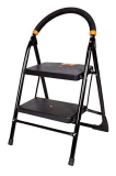 CIPLA PLAST 2 Step Ladder for Home use | Heavy Duty Alloy Steel Foldable Step Ladder with Anti Skid Shoes and Extra Strong Wide Steps Milano 2 Steps | GEC-L2M (Black)