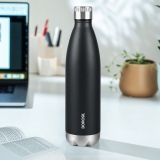 BOROSIL 24 Hours Hot & Cold Bolt Double Wall Vaccum Insulated Steel Flask Bottle 1000 ml Steel Bottle(Pack of 1, Black)