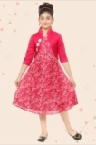 Kidotsav Girls Midi/Knee Length Party Dress(Pink, 3/4 Sleeve)