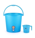 Cello Frosty Delux Bathroom Set (18 L Bucket & 1 L Mug), Blue | Lightweight Durable & Sturdy with Easy-Grip Handles | Plastic Multipurpose Bath Set for Modern Bathrooms