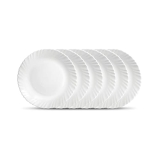 La Opala Diva, Classique Collection, Opal Glass Full Plate Set 11″ 6 pcs, Plain White