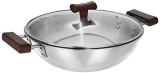 Amazon Brand Solimo – Triply Kadhai – 24 Cm with Glass Lid | Even Heat Distribution | Cool-Touch Bakelite Handles| Stainless Steel