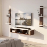 ESTANTERIA Tv Unit for Living Room 43 inch Engineered Wood Wall Mounted TV Entertainment Set Top Box Floating Stand with Shelves for Books Decorative Item Cabinet for Living Room, Bedroom (20DX73H)