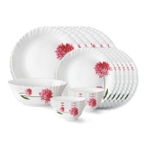 Larah by Borosil Belle Fluted Series Opalware Dinner Set | 19 Pieces for Family of 6 | Microwave & Dishwasher Safe | Bone-Ash Free | Crockery Set for Dining & Gifting | Plates & Bowls | White