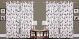 Nikunj Fabs 274.32 cm (9 ft) Polyester Semi Transparent Long Door Curtain (Pack Of 4)(Floral, Coffee)