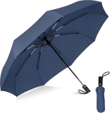 Kerok Portable Auto Travel Umbrella – Windproof for Rain, Strong for Wind, Auto Open/Close Button, Perfect Car Umbrella for Men & Women (BLUE)