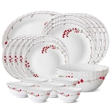 Larah by BOROSIL Verona Opalware Dinner Set, 21-Pieces, White