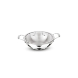 Signoraware Artista Tri Ply Stainless Steel Shallow Kadhai 18cm with Glass Lid | Induction & Gas Compatible | Durable | Ideal for Stir Frying & Sauteing | Best for Curry & Gravies (1.2 LTR | Steel)