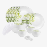 cello Pack of 34 Opalware Dazzle Oleander|Crockery Set | Dinner Set(White, Microwave Safe)
