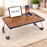 SPHENI Smart Multipurpose Foldable Laptop Table with Cup Holder, Study Table, Bed Table, Breakfast Table, Foldable and Portable/Ergonomic & Rounded Edges/Non-Slip Legs (Wood NEW)