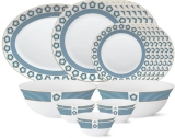 Larah by Borosil Pack of 21 Opalware Crystal Dinner Set(White, Microwave Safe)