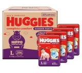 Huggies Complete Comfort Wonder Pants | Pant Style Baby Diapers Large Size, 256 Count | India’s Fastest Absorbing diaper, Clinically Proven to Prevent Diaper Rash | Ideal for 9 to 14 Kgs (64 count, Pack of 4)