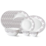 Larah by Borosil Lark Fluted Series Opalware Dinner Set | 21 Pieces for Family of 6 | Microwave & Dishwasher Safe | Bone-Ash Free | Crockery Set for Dining & Gifting | Plates & Bowls | White