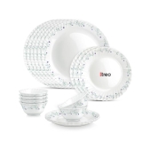 Treo by Milton Opalware Aurelia Murel Dinner Set of 18 | Serving for 6 | Microwave & Dishwasher Safe | Bone-Ash Free | Tempered Toughness | Plates & Bowls | Crockery Set for Dining & Gifting