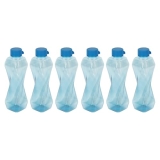 PEARLPET Twist BPA-Free Plastic Water Bottle Set |Lightweight, Leak-Proof & Freezer Safe – Pack of 6 (1000ml Each), Blue
