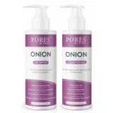 PORES Be Pure Onion Shampoo and Conditioner Combo for Hair Growth & Hair Thickness | Sulfate & Paraben Free | Anti-Dandruff, Hair Fall Control, Deep Nourishment for Dry & Damaged Hair | Unisex Formula ( 250 ml X 2 )