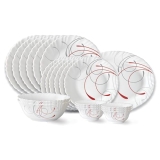Larah by Borosil Boro Fluted Series Opalware Dinner Set | 21 Pieces for Family of 6 | Microwave & Dishwasher Safe | Bone-Ash Free | Crockery Set for Dining & Gifting | Plates & Bowls | White