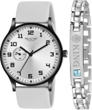 Shivark BRC-1038 Unique Formal Look Silicone Strap and King Bracelet Combo Boys Analog Watch  – For Men