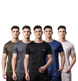 VIMAL JONNEY Regular Fit Multicolor Mens Tshirts(Pack of 5) VIMAL63024