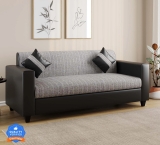 Flipkart Perfect Homes Crete Leatherette Fabric 3 Seater  Sofa(Finish Color – Dark Black & Grey, DIY(Do-It-Yourself))