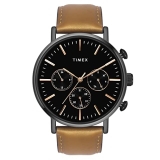 TIMEX Analog Watch for Man with Black Round Dial & Tan Leather Strap Band Water Resistant Men’s Wrist Watches – TWEG20006