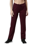 GO COLORS Women Solid Wine Mid Rise Relaxed Fit Track Pant