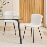 Home Centre | Helios Paul Set of 6 Fabric Dining Chairs | Dining Chair for Home | Metal | White | 1 Year Warranty