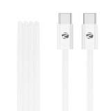 Zebronics Wattz 240CC1 Type-C to Type-C Braided Cable, PD 240W, 2 Meter, Durable, Charge & Sync, Rapid Charging, For Laptops, Tablets, Mobiles (White)