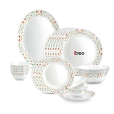 Treo by Milton Opalware Aurelia Meena Dinner Set of 21 | Serving for 6 | Microwave & Dishwasher Safe | Bone-Ash Free | Tempered Toughness | Plates & Bowls | Crockery Set for Dining & Gifting