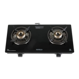 Havells GEOSLIM Gas stove |2 Heavy Duty Forged Brass Burner|6 mm Toughened Glass|Premium Valves|Removable Drip Tray|Soft Touch Knobs|5 year Warranty on Burners, Glass & Valves by Havells (Black)